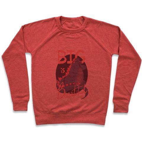Virgin Teez  Pullover Crewneck Sweatshirt / x-small / Heathered Red BIG IS BEAUTIFUL CREWNECK SWEATSHIRT