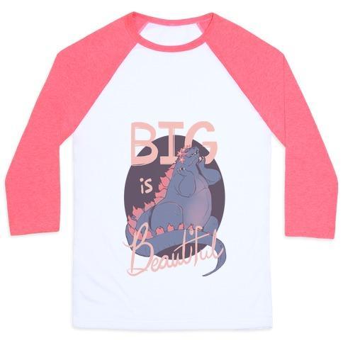 Virgin Teez  Baseball Tee Unisex Classic Baseball Tee / x-small / White/Neon Pink BIG IS BEAUTIFUL UNISEX CLASSIC BASEBALL TEE