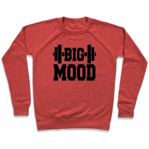 Virgin Teez  Pullover Crewneck Sweatshirt / x-small / Heathered Red BIG MOOD WEIGHTS CREWNECK SWEATSHIRT