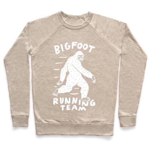 Virgin Teez  Pullover Crewneck Sweatshirt / x-small / Heathered Oatmeal BIGFOOT RUNNING TEAM CREWNECK SWEATSHIRT