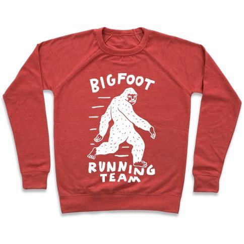 Virgin Teez  Pullover Crewneck Sweatshirt / x-small / Heathered Red BIGFOOT RUNNING TEAM CREWNECK SWEATSHIRT