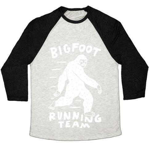Virgin Teez  Baseball Tee Unisex Tri-Blend Baseball Tee / small / Oatmeal / Black BIGFOOT RUNNING TEAM UNISEX TRI-BLEND BASEBALL TEE