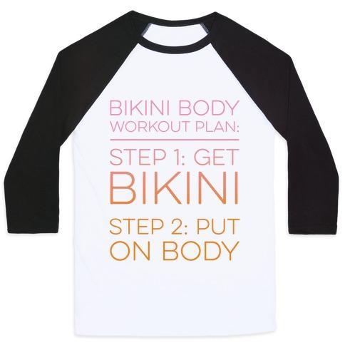 Virgin Teez  Baseball Tee Unisex Classic Baseball Tee / x-small / White/Black BIKINI BODY WORKOUT PLAN UNISEX CLASSIC BASEBALL TEE