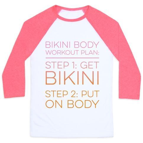 Virgin Teez  Baseball Tee Unisex Classic Baseball Tee / x-small / White/Neon Pink BIKINI BODY WORKOUT PLAN UNISEX CLASSIC BASEBALL TEE