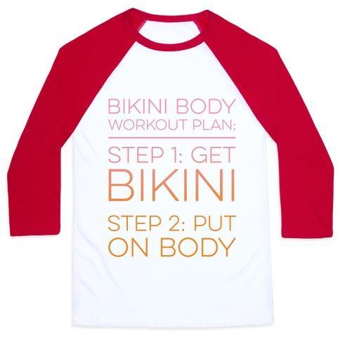 Virgin Teez  Baseball Tee Unisex Classic Baseball Tee / x-small / White/Red BIKINI BODY WORKOUT PLAN UNISEX CLASSIC BASEBALL TEE