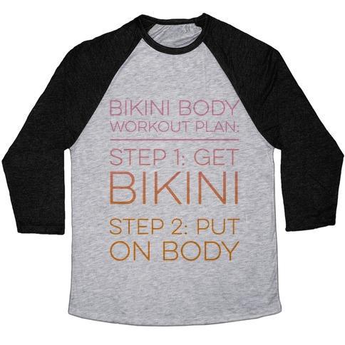 Virgin Teez  Baseball Tee Unisex Tri-Blend Baseball Tee / small / Athletic Gray / Black BIKINI BODY WORKOUT PLAN UNISEX TRI-BLEND BASEBALL TEE
