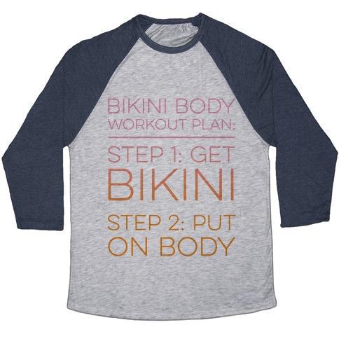 Virgin Teez  Baseball Tee Unisex Tri-Blend Baseball Tee / small / Athletic Gray / Navy BIKINI BODY WORKOUT PLAN UNISEX TRI-BLEND BASEBALL TEE