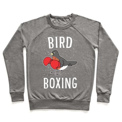 Virgin Teez  Pullover Crewneck Sweatshirt / x-small / Heathered Gray BIRD BOXING CREWNECK SWEATSHIRT