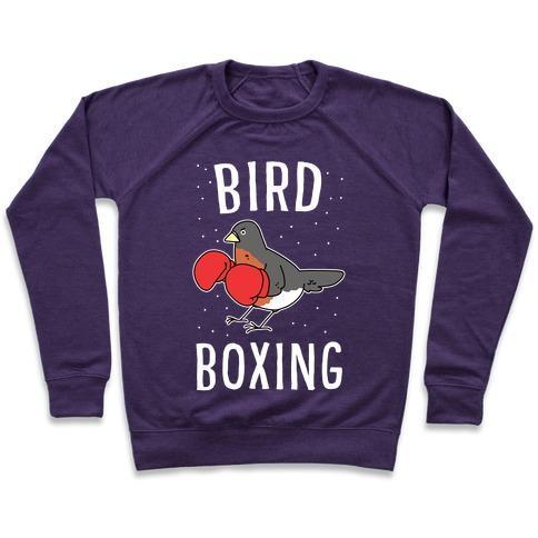 Virgin Teez  Pullover Crewneck Sweatshirt / x-small / Purple BIRD BOXING CREWNECK SWEATSHIRT
