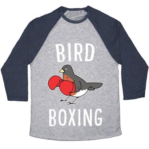 Virgin Teez  Baseball Tee Unisex Tri-Blend Baseball Tee / small / Athletic Gray / Navy BIRD BOXING UNISEX TRI-BLEND BASEBALL TEE