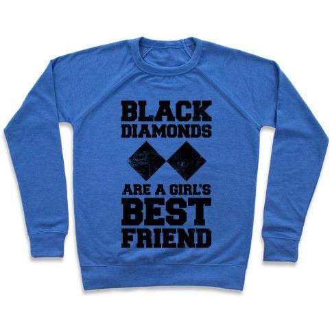 Virgin Teez  Pullover Crewneck Sweatshirt / x-small / Heathered Blue BLACK DIAMONDS ARE A GIRL'S BEST FRIEND CREWNECK SWEATSHIRT