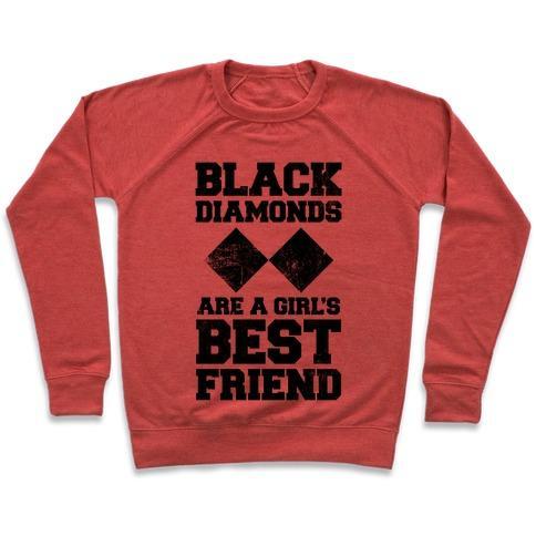 Virgin Teez  Pullover Crewneck Sweatshirt / x-small / Heathered Red BLACK DIAMONDS ARE A GIRL'S BEST FRIEND CREWNECK SWEATSHIRT