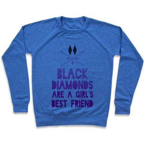 Virgin Teez  Pullover Crewneck Sweatshirt / x-small / Heathered Blue BLACK DIAMONDS ARE A GIRL'S BEST FRIEND CREWNECK SWEATSHIRT