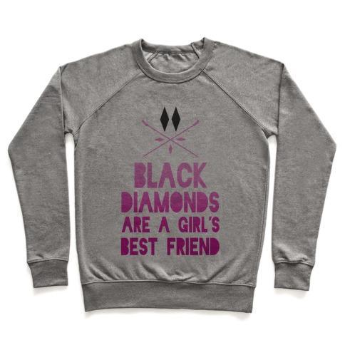 Virgin Teez  Pullover Crewneck Sweatshirt / x-small / Heathered Gray BLACK DIAMONDS ARE A GIRL'S BEST FRIEND CREWNECK SWEATSHIRT