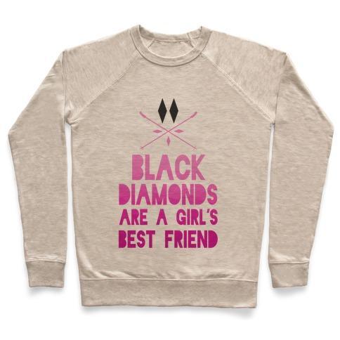 Virgin Teez  Pullover Crewneck Sweatshirt / x-small / Heathered Oatmeal BLACK DIAMONDS ARE A GIRL'S BEST FRIEND CREWNECK SWEATSHIRT