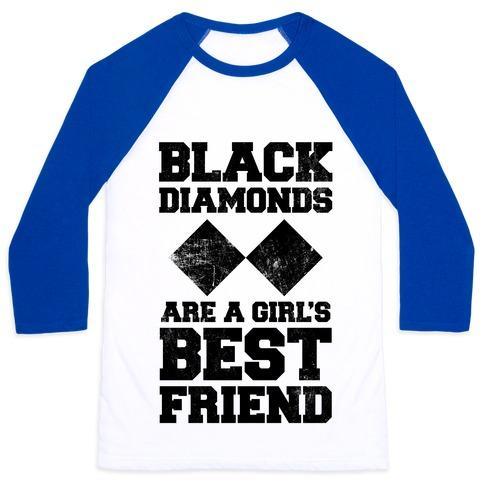 Virgin Teez  Baseball Tee Unisex Classic Baseball Tee / x-small / White/Blue BLACK DIAMONDS ARE A GIRL'S BEST FRIEND UNISEX CLASSIC BASEBALL TEE