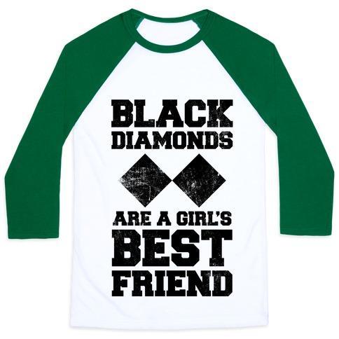 Virgin Teez  Baseball Tee Unisex Classic Baseball Tee / x-small / White/Dark Green BLACK DIAMONDS ARE A GIRL'S BEST FRIEND UNISEX CLASSIC BASEBALL TEE