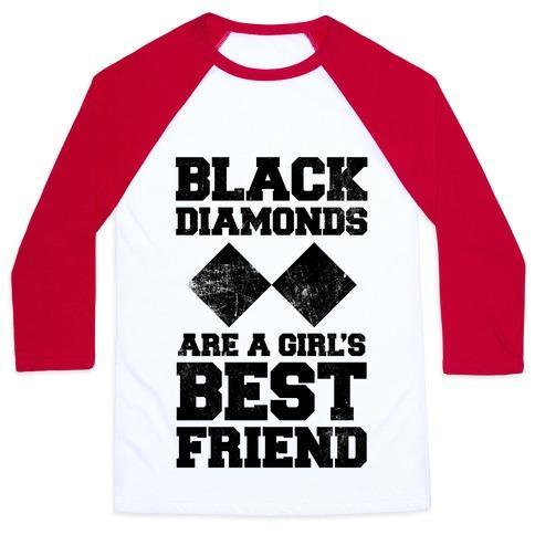 Virgin Teez  Baseball Tee Unisex Classic Baseball Tee / x-small / White/Red BLACK DIAMONDS ARE A GIRL'S BEST FRIEND UNISEX CLASSIC BASEBALL TEE