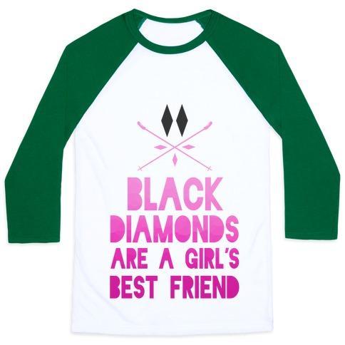 Virgin Teez  Baseball Tee Unisex Classic Baseball Tee / x-small / White/Dark Green BLACK DIAMONDS ARE A GIRL'S BEST FRIEND UNISEX CLASSIC BASEBALL TEE