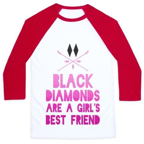 Virgin Teez  Baseball Tee Unisex Classic Baseball Tee / x-small / White/Red BLACK DIAMONDS ARE A GIRL'S BEST FRIEND UNISEX CLASSIC BASEBALL TEE