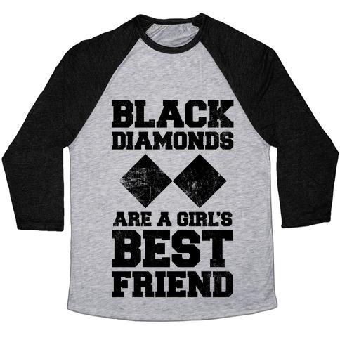 Virgin Teez  Baseball Tee Unisex Tri-Blend Baseball Tee / small / Athletic Gray / Black BLACK DIAMONDS ARE A GIRL'S BEST FRIEND UNISEX TRI-BLEND BASEBALL TEE