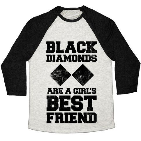 Virgin Teez  Baseball Tee Unisex Tri-Blend Baseball Tee / small / Oatmeal / Black BLACK DIAMONDS ARE A GIRL'S BEST FRIEND UNISEX TRI-BLEND BASEBALL TEE