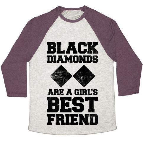 Virgin Teez  Baseball Tee Unisex Tri-Blend Baseball Tee / small / Oatmeal / Maroon BLACK DIAMONDS ARE A GIRL'S BEST FRIEND UNISEX TRI-BLEND BASEBALL TEE