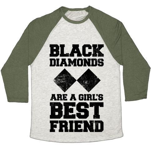 Virgin Teez  Baseball Tee Unisex Tri-Blend Baseball Tee / small / Oatmeal / Moss BLACK DIAMONDS ARE A GIRL'S BEST FRIEND UNISEX TRI-BLEND BASEBALL TEE