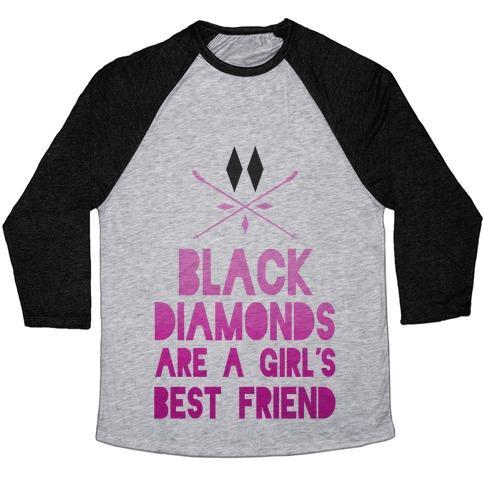 Virgin Teez  Baseball Tee Unisex Tri-Blend Baseball Tee / small / Athletic Gray / Black BLACK DIAMONDS ARE A GIRL'S BEST FRIEND UNISEX TRI-BLEND BASEBALL TEE