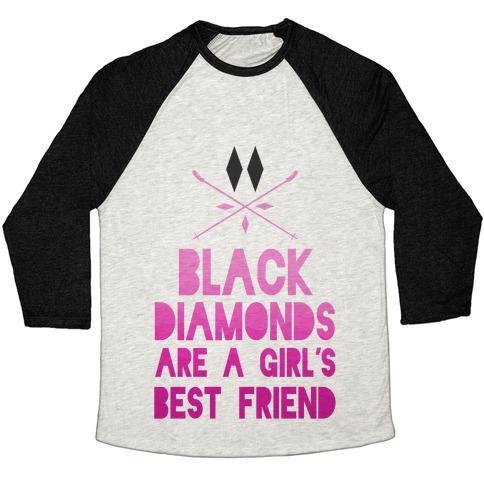 Virgin Teez  Baseball Tee Unisex Tri-Blend Baseball Tee / small / Oatmeal / Black BLACK DIAMONDS ARE A GIRL'S BEST FRIEND UNISEX TRI-BLEND BASEBALL TEE