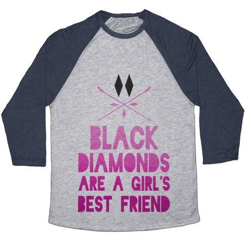 Virgin Teez  Baseball Tee Unisex Tri-Blend Baseball Tee / small / Athletic Gray / Navy BLACK DIAMONDS ARE A GIRL'S BEST FRIEND UNISEX TRI-BLEND BASEBALL TEE