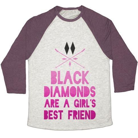 Virgin Teez  Baseball Tee Unisex Tri-Blend Baseball Tee / small / Oatmeal / Maroon BLACK DIAMONDS ARE A GIRL'S BEST FRIEND UNISEX TRI-BLEND BASEBALL TEE