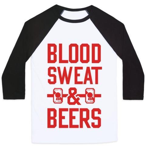 Virgin Teez  Baseball Tee Unisex Classic Baseball Tee / x-small / White/Black BLOOD SWEAT & BEERS UNISEX CLASSIC BASEBALL TEE