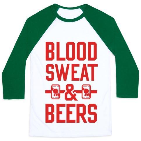 Virgin Teez  Baseball Tee Unisex Classic Baseball Tee / x-small / White/Dark Green BLOOD SWEAT & BEERS UNISEX CLASSIC BASEBALL TEE