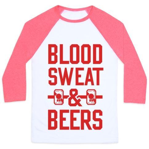 Virgin Teez  Baseball Tee Unisex Classic Baseball Tee / x-small / White/Neon Pink BLOOD SWEAT & BEERS UNISEX CLASSIC BASEBALL TEE