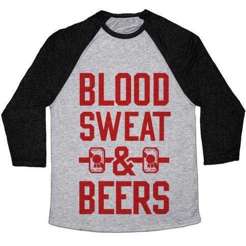 Virgin Teez  Baseball Tee Unisex Tri-Blend Baseball Tee / small / Athletic Gray / Black BLOOD SWEAT & BEERS UNISEX TRI-BLEND BASEBALL TEE