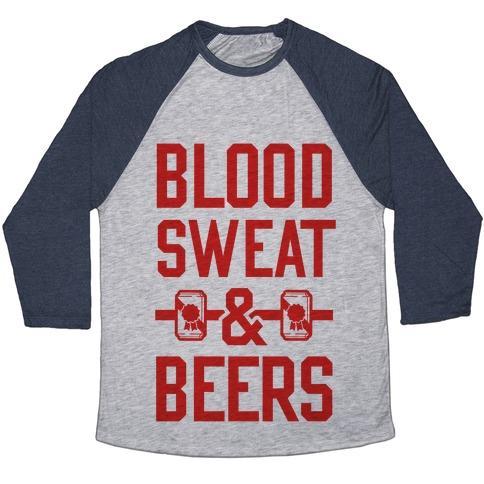 Virgin Teez  Baseball Tee Unisex Tri-Blend Baseball Tee / small / Athletic Gray / Navy BLOOD SWEAT & BEERS UNISEX TRI-BLEND BASEBALL TEE