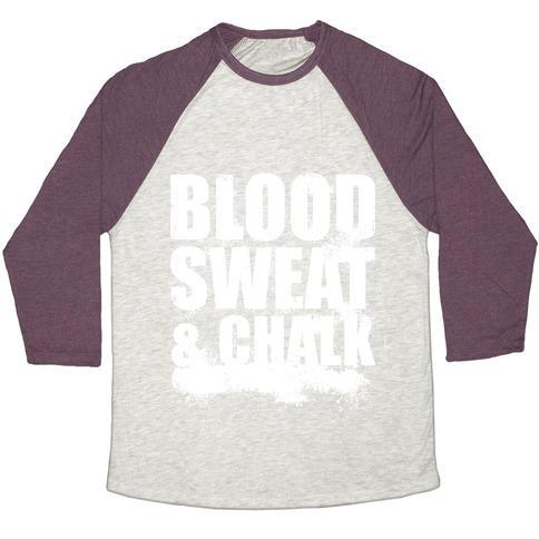Virgin Teez  Baseball Tee Unisex Tri-Blend Baseball Tee / small / Oatmeal / Maroon BLOOD SWEAT & CHALK UNISEX TRI-BLEND BASEBALL TEE