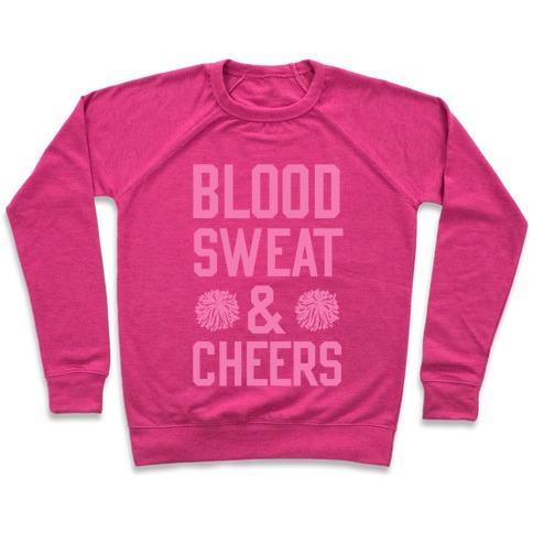 Virgin Teez  Pullover Crewneck Sweatshirt / x-small / Deep Pink BLOOD SWEAT & CHEERS CREWNECK SWEATSHIRT