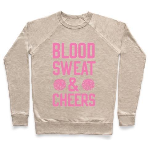 Virgin Teez  Pullover Crewneck Sweatshirt / x-small / Heathered Oatmeal BLOOD SWEAT & CHEERS CREWNECK SWEATSHIRT
