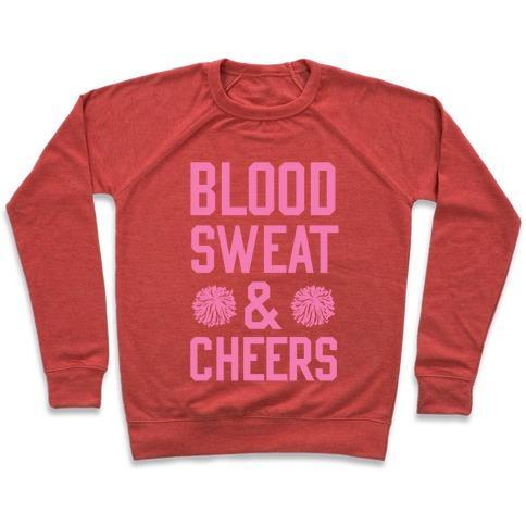 Virgin Teez  Pullover Crewneck Sweatshirt / x-small / Heathered Red BLOOD SWEAT & CHEERS CREWNECK SWEATSHIRT
