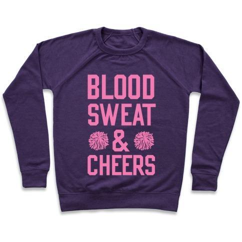 Virgin Teez  Pullover Crewneck Sweatshirt / x-small / Purple BLOOD SWEAT & CHEERS CREWNECK SWEATSHIRT