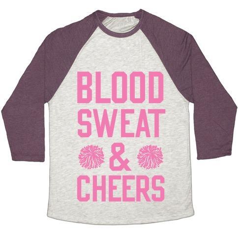 Virgin Teez  Baseball Tee Unisex Tri-Blend Baseball Tee / small / Oatmeal / Maroon BLOOD SWEAT & CHEERS UNISEX TRI-BLEND BASEBALL TEE