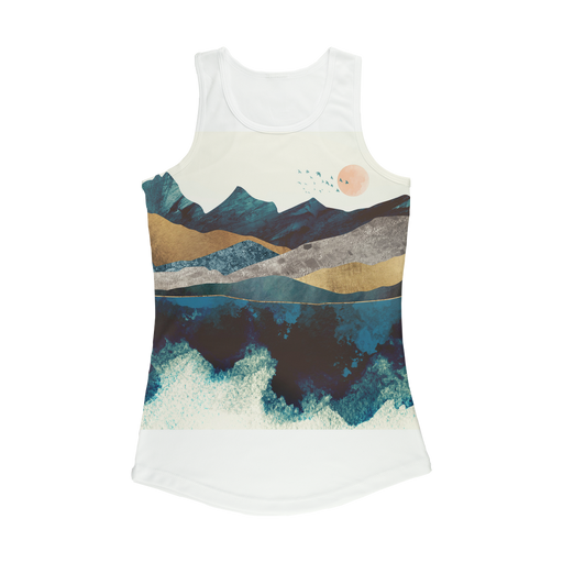 VIRGIN TEEZ Women Tank top White / XS Blue Mountain Reflection Women Performance Tank Top