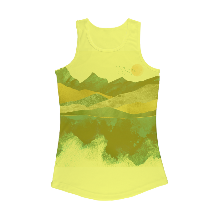 VIRGIN TEEZ Women Tank top Electric Yellow / XS Blue Mountain Reflection Women Performance Tank Top