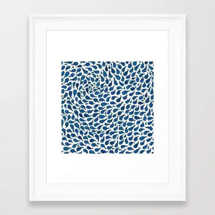 VIRGIN TEEZ Framed Art Prints 8" x 11" / Black Blue Whales Frame