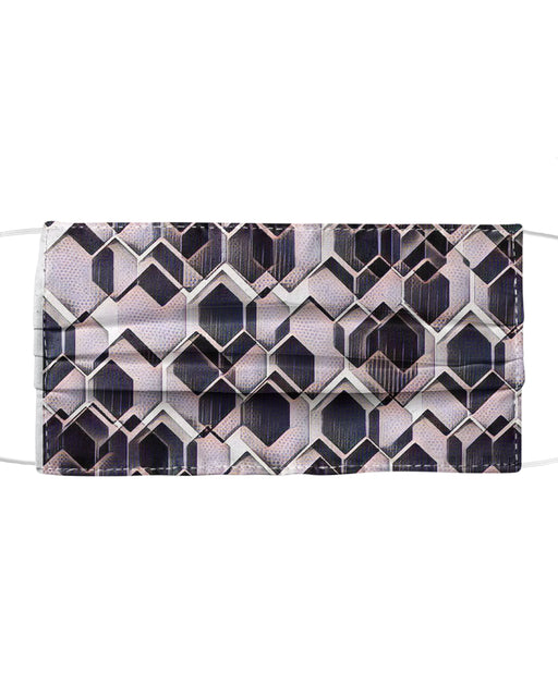 Blue Grey Purple Black and White abstract geometric pattern Poster Mask