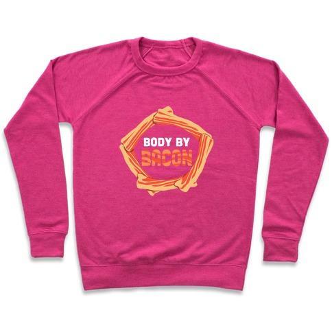 Virgin Teez  Pullover Crewneck Sweatshirt / x-small / Deep Pink BODY BY BACON (TANK) CREWNECK SWEATSHIRT
