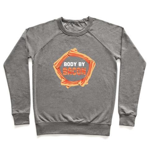Virgin Teez  Pullover Crewneck Sweatshirt / x-small / Heathered Gray BODY BY BACON (TANK) CREWNECK SWEATSHIRT