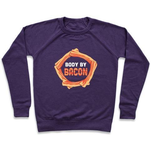 Virgin Teez  Pullover Crewneck Sweatshirt / x-small / Purple BODY BY BACON (TANK) CREWNECK SWEATSHIRT
